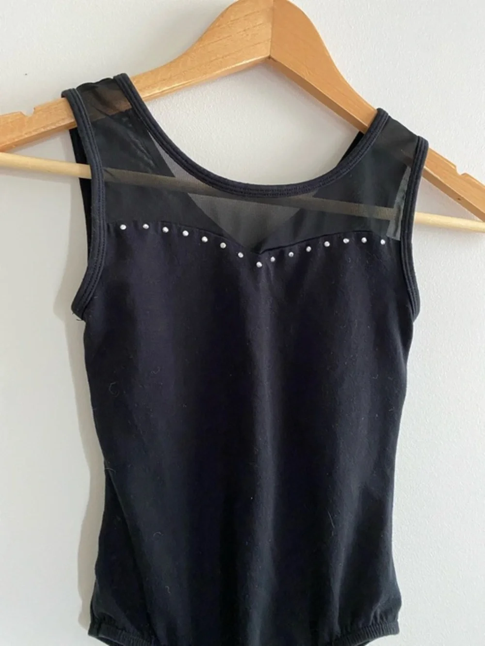 Girls black and silver mesh ballet/gymnastics leotard